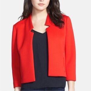 Trouve Cropped Red Open-Front Neoprene Jacket